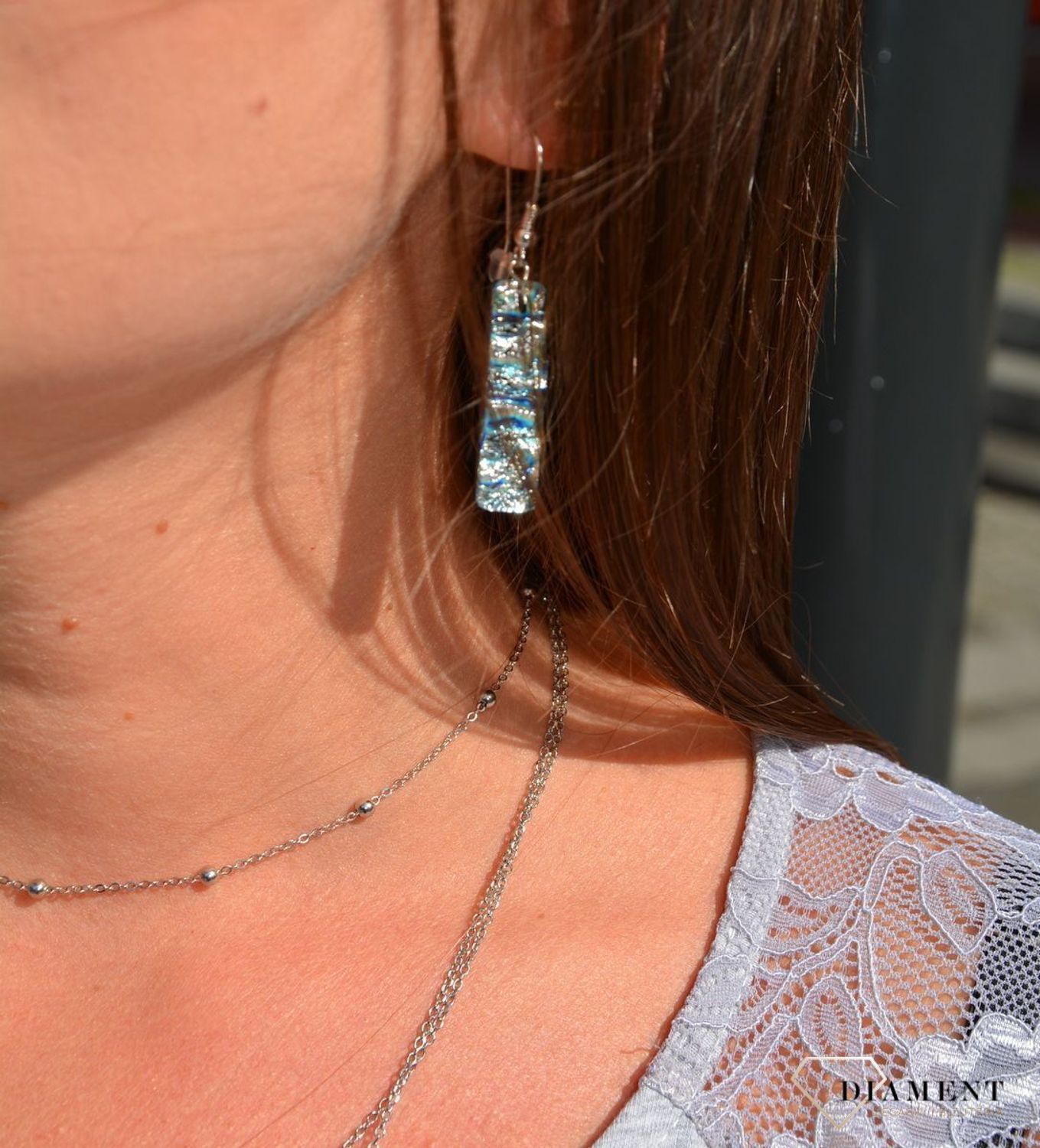 Kolczyki wiszące szkło weneckie niebiesko-srebrne Murano 08.jpg